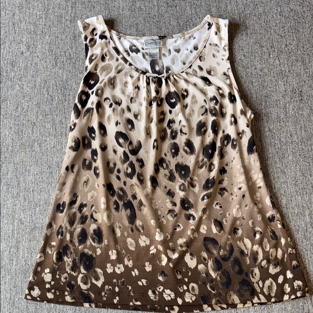 Chico's Leopard Print Sleeveless Tank Top - Size 1